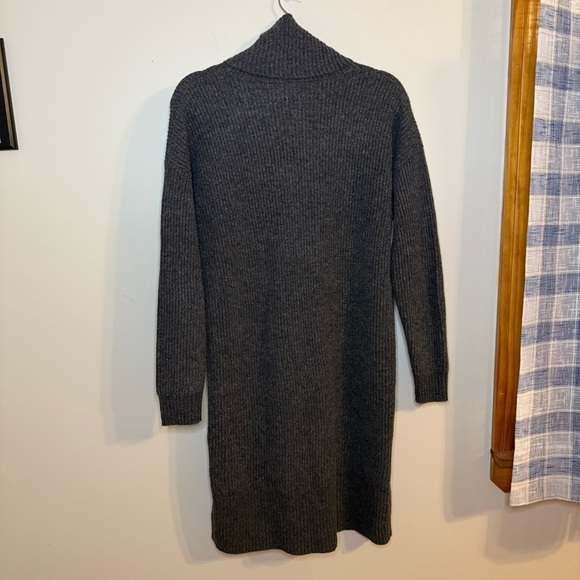 MADEWELL Merino Wool Turtleneck Sweater Dress Gray Ribbed S - Picture 7 of 9